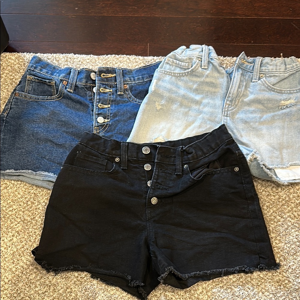 Old Navy Girls Jean Shorts- Black, Dark Blue, Light Blue - Size 12